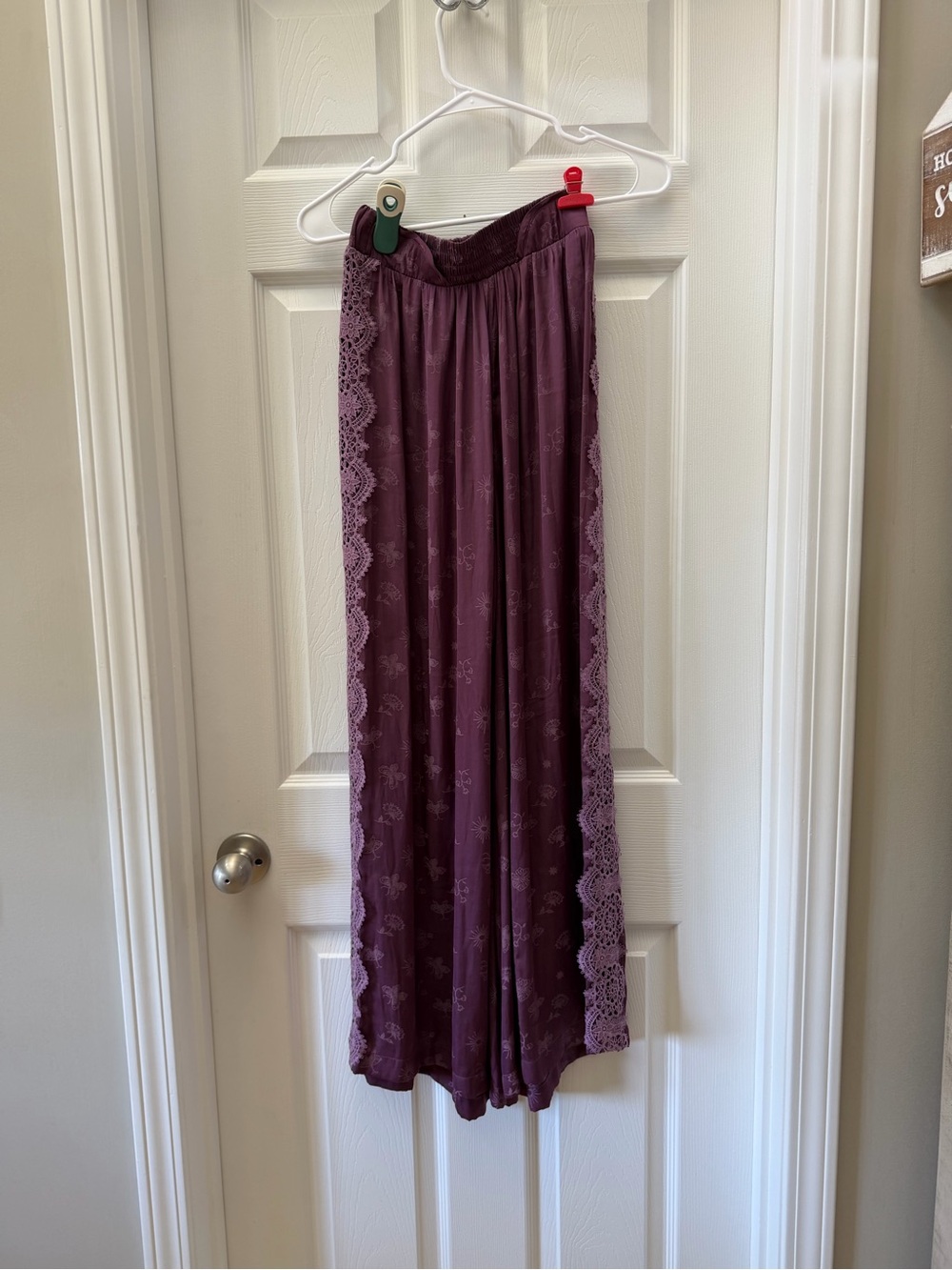 Free People Purple Lace Trim Wide Leg Pants Size XS